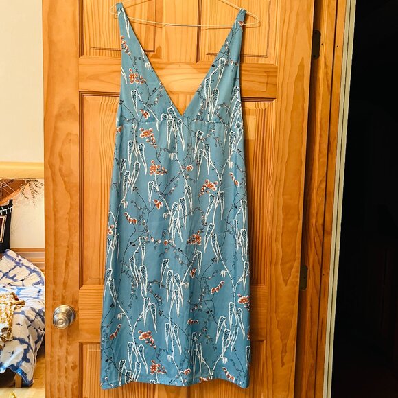 Trafaluc by Zara Floral Patterned Teal midi dress size L - Picture 1 of 11